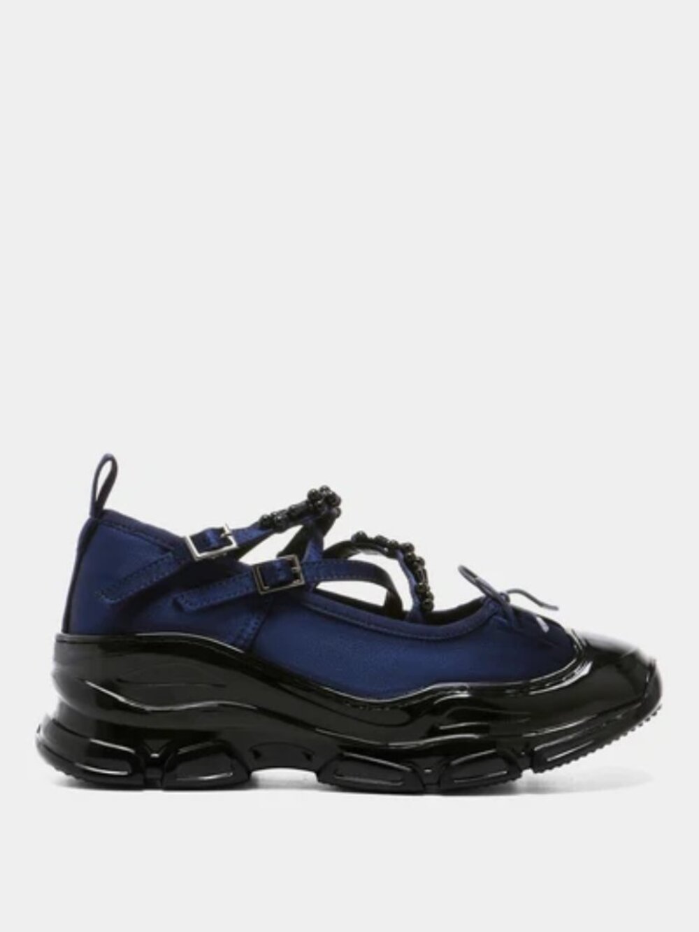 Double Zero Navy Blue Satin Ballet Sneakers - Picture 4 of 11